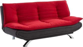Vente-Unique Sof&aacute; cama clic-clac tela DEMIDO - Rojo y gris antracita