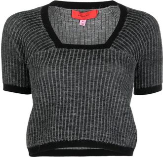 ECKHAUS LATTA Amoretto cropped T-shirt - women - Alpaca Wool/Wool/Acrylic/Nylon/Spandex/Elastane - S - Grey