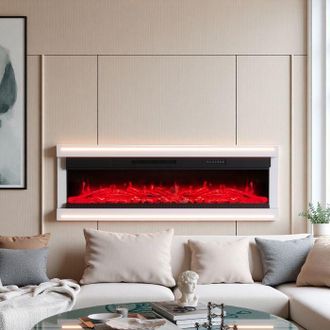 OEM Chimenea El&eacute;ctrica De Pared - 152cm - Efecto Llama Led 12 Colores - Calefacci&oacute;n 750w/1500w - Control Remoto