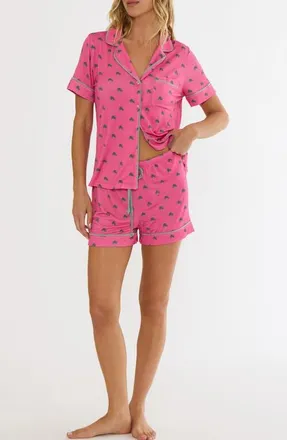 Beach Riot Milena Pajama Set in Flamingo Fronds at Nordstrom, Size X-Small