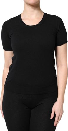 Dolce & Gabbana Womens Black Cotton Round Neck Short Sleeve T-Shirt