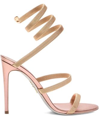Rene Caovilla 105mm Juniper sandals - women - Metal/Calf Leather/Calf Leather - 41 - Gold