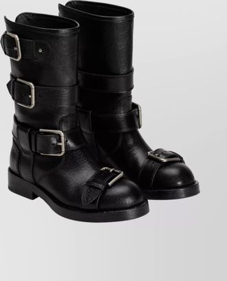 Dolce & Gabbana stylish mid-calf round toe chunky heel boots