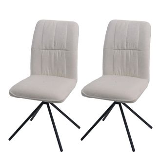 Hhg Hhg - Juego De 2 Sillas De Comedor 432, Silla De Cocina, Giratoria Con Retorno Autom&aacute;tico, Tejido/textil Chenilla (340 G/m&sup2;) &Ouml;ko-tex, Crema