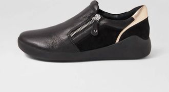Ziera Womens Yoyce Leather Flats In Black Pale Gold Multi
