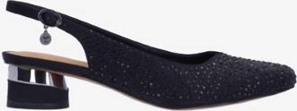 J. Rene&eacute; Womens Baline Sling Back Pumps In Black Satin/stones