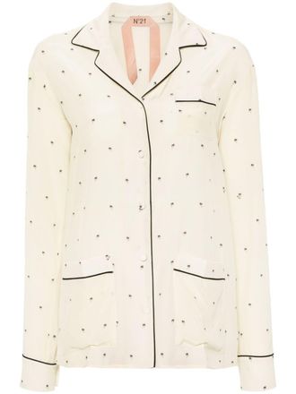 N°21 Camicia con stampa Palm Tree - Toni neutri