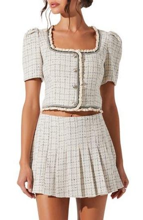 ASTR the Label Zoela Tweed Crop Jacket in Cream at Nordstrom Rack, Size X-Small