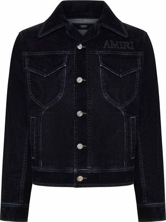 Amiri Flocked Denim Jacket With Embroidered Logo
