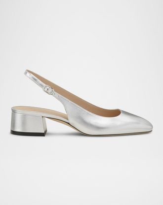 Stuart Weitzman Maeve Metallic Slingback Ballerina Pumps