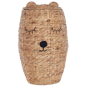 Beliani Cesta De Jacinto De Agua Natural Beige 69 Cm Oso Habitaci&oacute;n Infantil Sambur