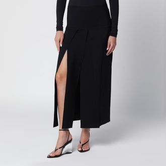 Alaia Gonna midi plissettata nera in misto seta