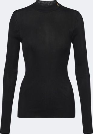 Saint Laurent Cassandre ribbed-knit silk top