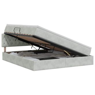 vidaXL Letto Con Contenitore Grigio Chiaro 140 X 200 Cm Velluto Vidaxl