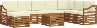 vidaXL Conjunto De Sof&aacute;s De Exterior 9 Uds. Natural Y Crema Vidaxl