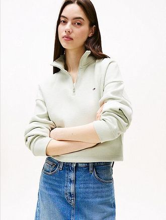 Tommy Hilfiger Quarter-Zip Boxy Cropped Jumper