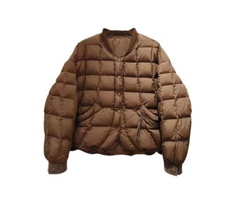 Generic Womens Short Round Neck Casual Down Jacket, Zippered Pocket Warm Single-Breasted Parka Outerweart Brown
