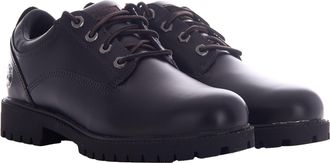 Timberland Mens Lace-Up Shoes Black Full Grain Leather Flat