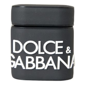 Dolce & Gabbana Phone Accessories, unisex, Black, Size: ONE SIZE Silicone Embossed Logo Airpods Case