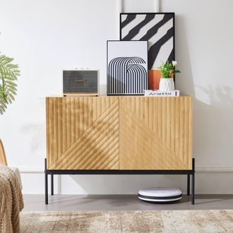 Matteo Modern Natural Sideboard Cabinet with 2 Doors & Metal Legs