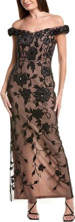 Adrianna Papell Off Shoulder Bead Long Dress