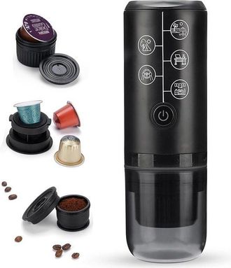 OEM Cafetera Espresso Port&aacute;til 3 En 1, Cafetera El&eacute;ctrica De Viaje, Cafetera De Filtro De 17 Bares (negra) Sin Calentamiento