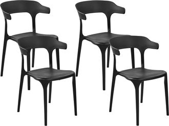Beliani Conjunto de 4 sillas de jard&iacute;n negro