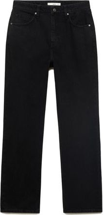 Mango Matilda Mid Rise Straight Leg Jeans in Black Denim at Nordstrom, Size 10