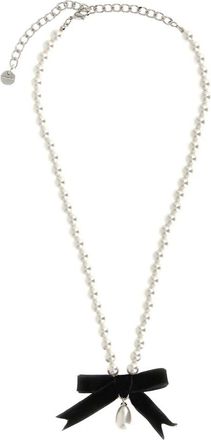 Self Portrait Accessoires, Dames, Veelkleurig, ONE Size, Zwarte Strik Parelsieraad