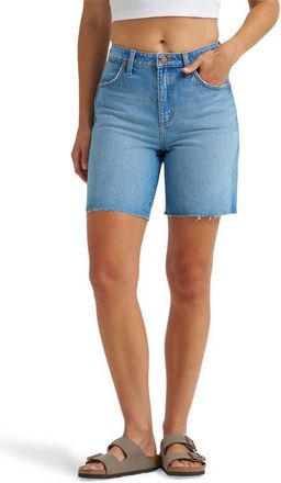 Wrangler Cowboy Cutoff Denim Longline Shorts in Riyah at Nordstrom, Size 27
