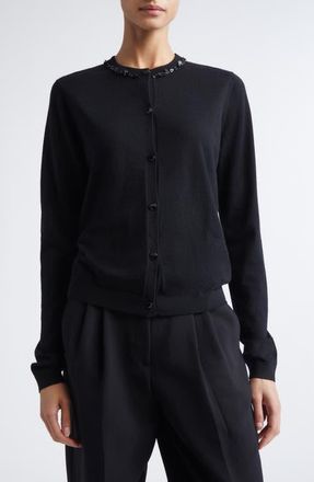 Jason Wu Beaded Merino Wool Cardigan in Black at Nordstrom, Size X-Small