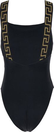 Versace Womens One-Piece Swimsuit With Greca Detail Black Nylon Swimwear Sea Clothing