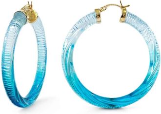 Gold & Honey Womens Ombre Painted Instyle Lucite Hoop Earrings In Aqua