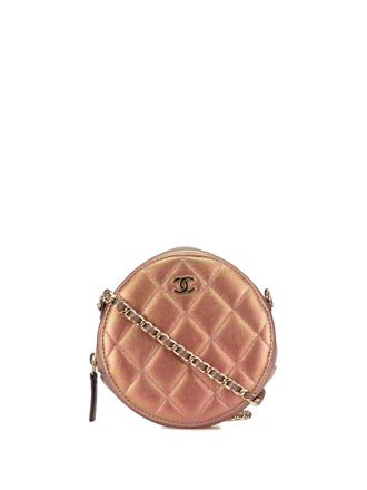 Chanel 2020 Quilted Iridescent Lambskin Round Clutch With Chain crossbody bag - Purple