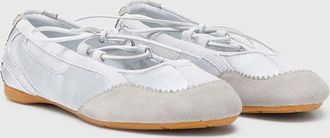 Diesel D-Mile - Lace-up ballerina flats in leather and mesh - Flats - Woman - Grey