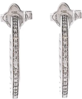David Yurman Pave Hoop Earrings Sterling Silver with Diamonds 25mm