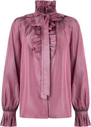 Alberta Ferretti Lila blouse met lange mouwen - Dames - Blouses - Paars - S - Polyester - Overhemden