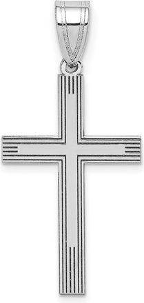 Diamond2Deal 14k White Gold Laser Etched Cross Charm Pendant