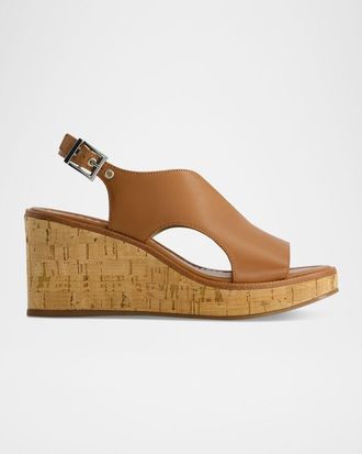 Bernardo Kuarta Leather Cork Wedge Sandals