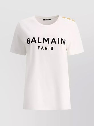 Balmain buttoned logo print t-shirt