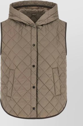 Brunello Cucinelli hooded curved hem sleeveless quilted vest