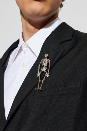 Alexander McQueen Brooch With A Skeleton Motif, Mens, Silver