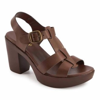 Andrea Womens T-Bar Platform Sandals In Dark Brown