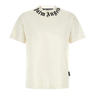 Palm Angels T-Shirts, male, White, Size: XL Neck Logo T-Shirt