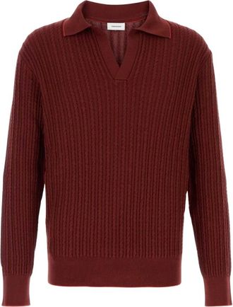 Ferragamo Cotton-blend Jumper - male - Ferragamo - V-neck Knitwear - Red - M - Knitwear