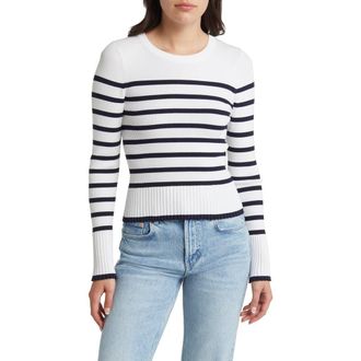 Rails Gemma Rib Stripe Crewneck Sweater in Ivory Navy Stripe at Nordstrom Rack, Size Large