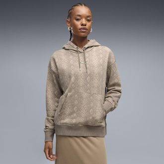 Puma Felpa con cappuccio stampata Snake Pack da donna, Abbigliamento, Beige, XL
