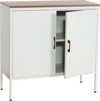 Hhg Nunca Usado] C&oacute;moda Hhg 926, Mueble Aparador Aparador, 2 Puertas Metal 90x90x40cm, Revestido De Melamina, Blanco