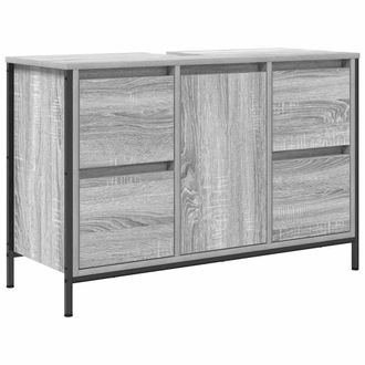Berkfield Home Basin Cabinet with Drawers Grey Sonoma 90x34.5x60 cm