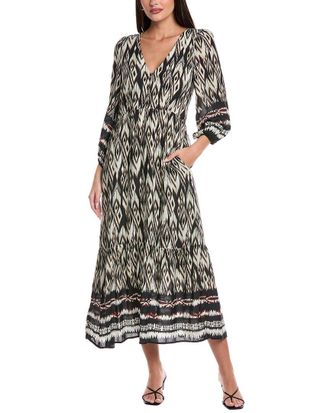 Velvet Balloon Sleeve Midi Dress